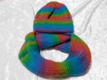 Knitted Cowl and Beanie Set - Rainbow Sherbet